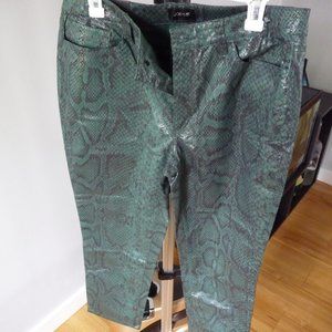 JOES NEW   women's cotton emerald green snake print straight leg  pants size 31